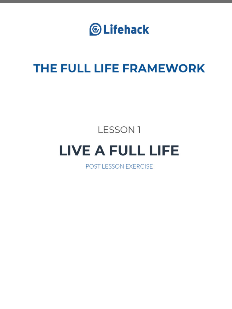L1 - Live A Full Life - Lesson Exercise | PDF | Social Psychology ...