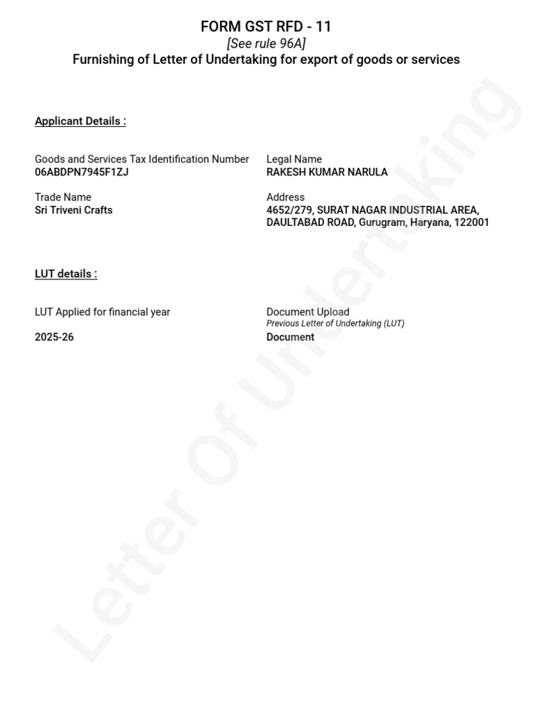 FORM GST RFD - 11 (1) | PDF | Payments | Taxes