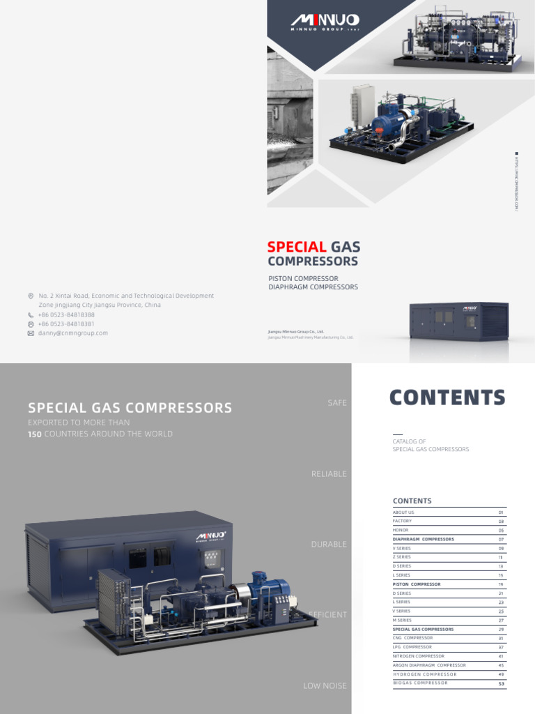 Special Gas Compressors Catalog | PDF | Piston | Gas Technologies