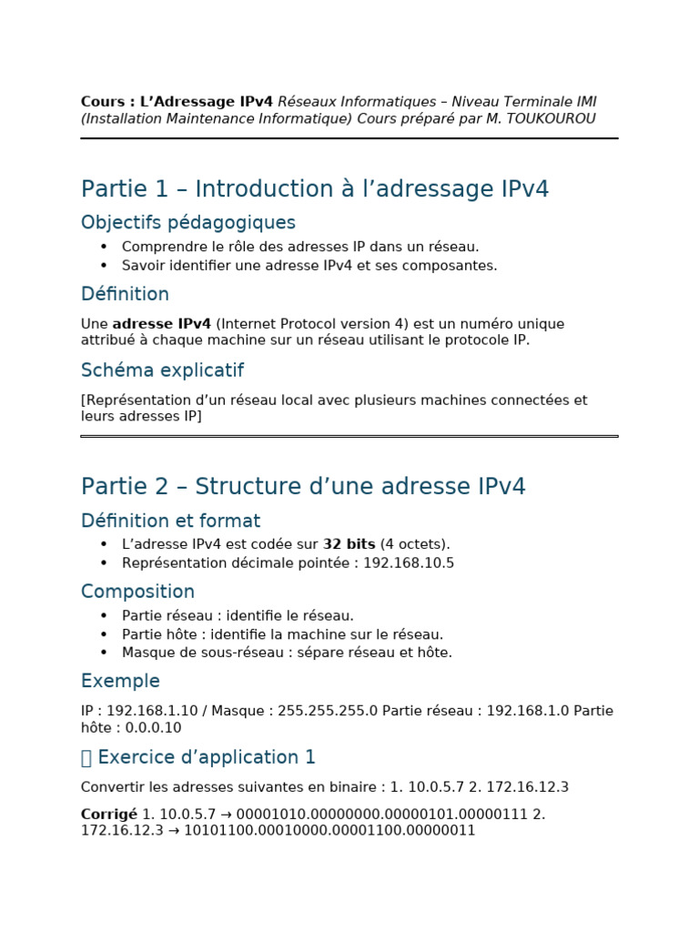 Introduction à l'Adressage IPv4 | PDF | Adresse IP | Protocoles Internet