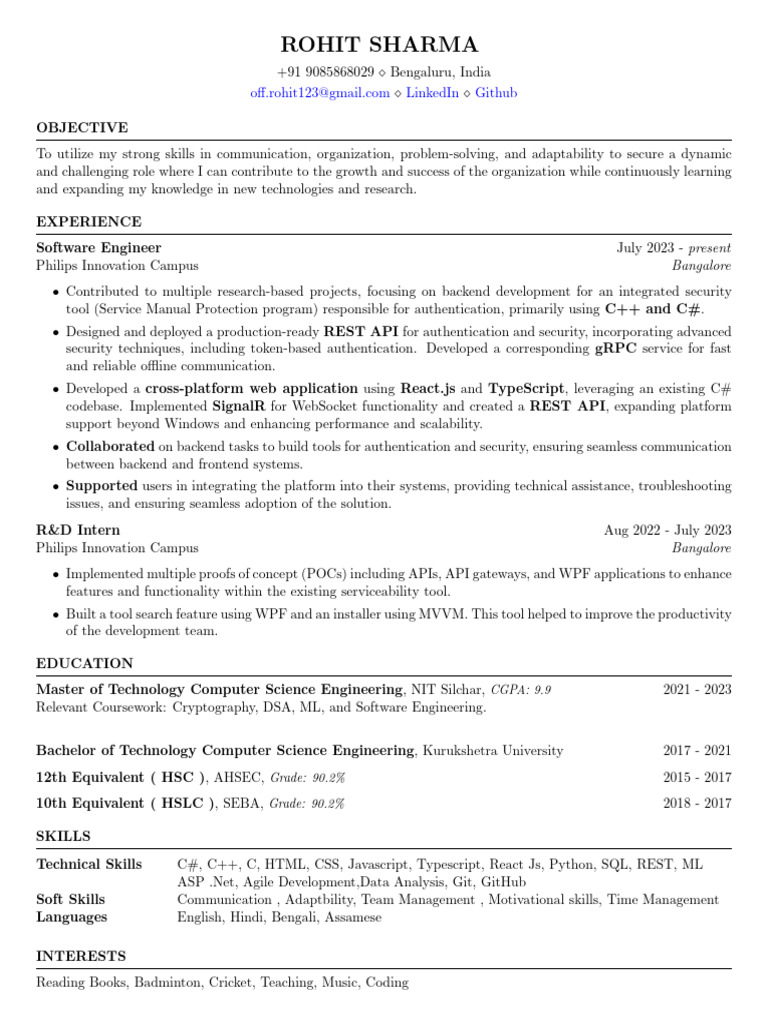 Rohit Sharma - Software Engineer Profile | PDF | Cross Platform ...