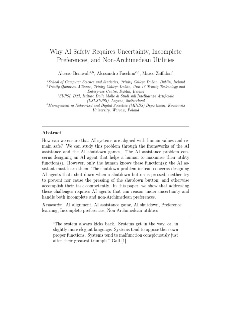 AI Safety: Uncertainty and Preferences | PDF | Artificial Intelligence ...