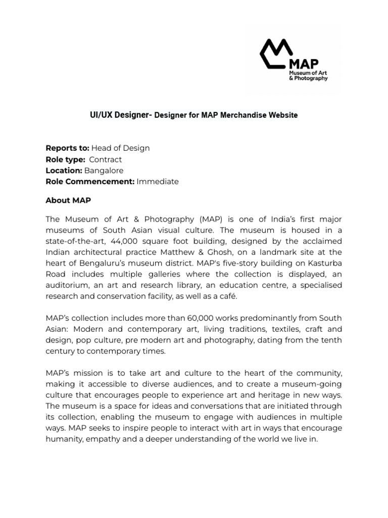 UI/UX Designer Internship at MAP Store | PDF