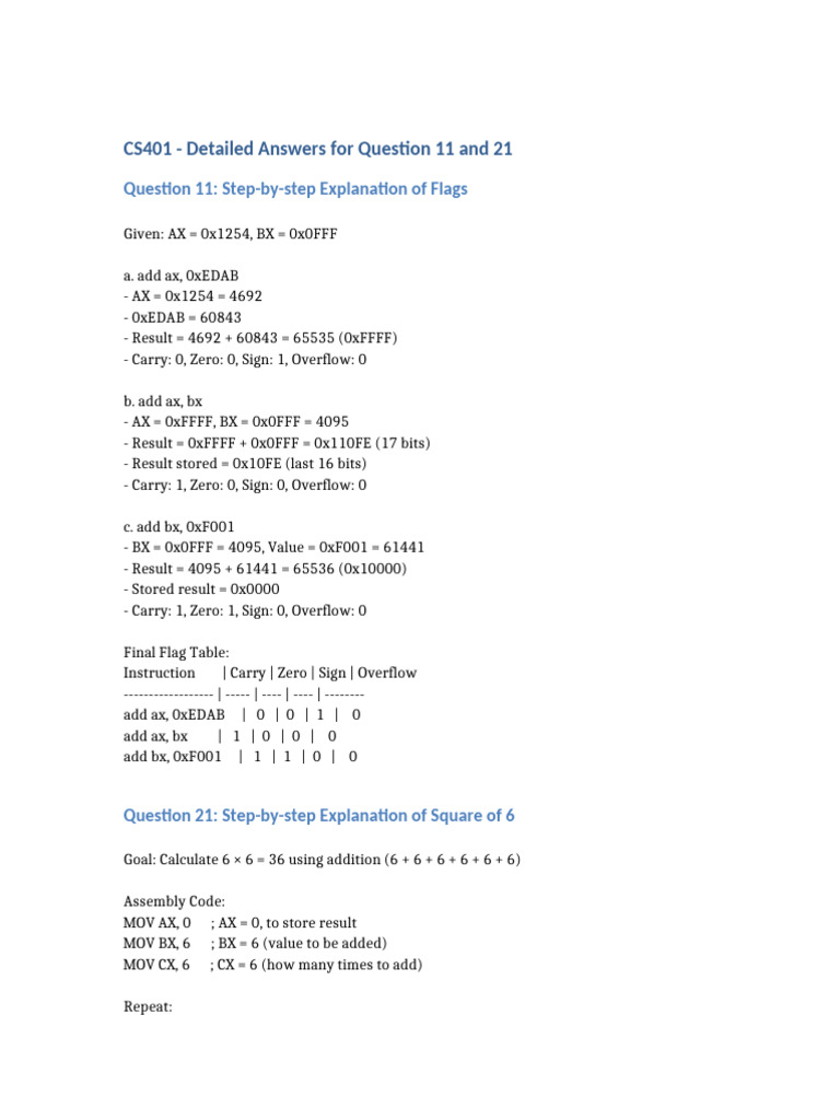 CS401 Q11 Q21 Answers | PDF