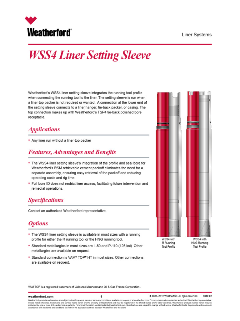 WSS4 Liner Setting Sleeve Overview | PDF