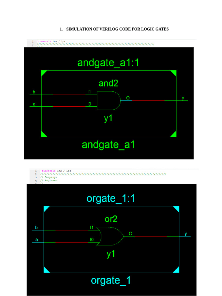 Verilog Code Simulations for Logic Circuits | PDF