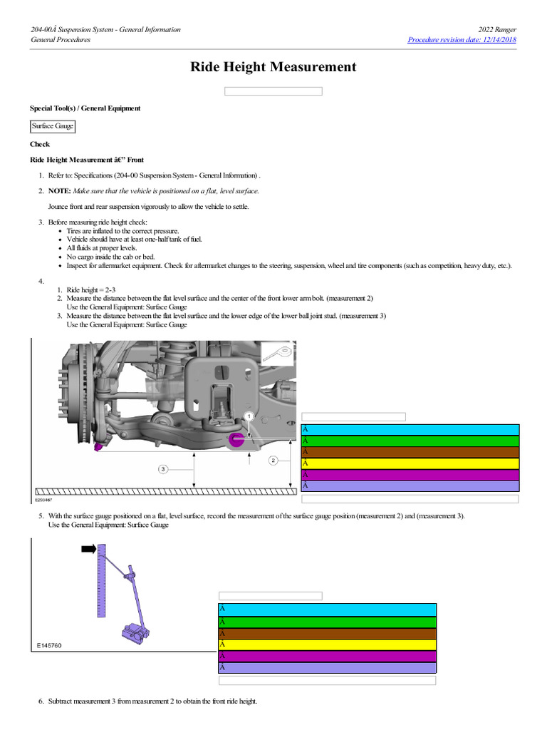 2022 Ranger Suspension Ride Height Guide | PDF | Wheeled Vehicles ...