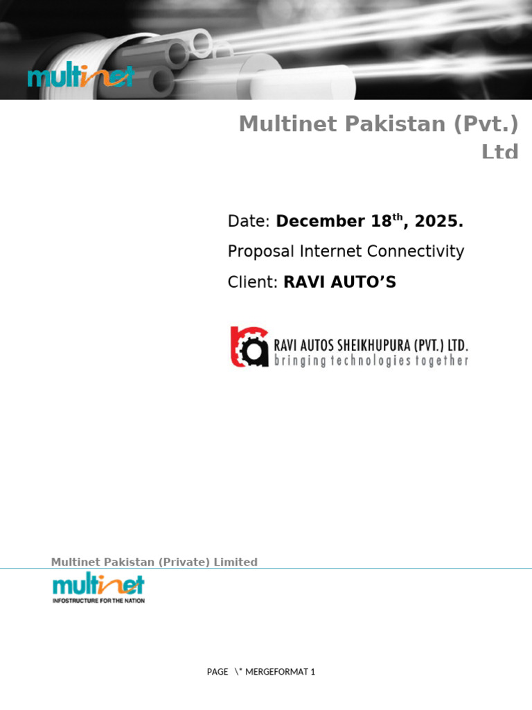 Multinet Pakistan Internet Proposal | PDF | Computer Network | Cloud ...