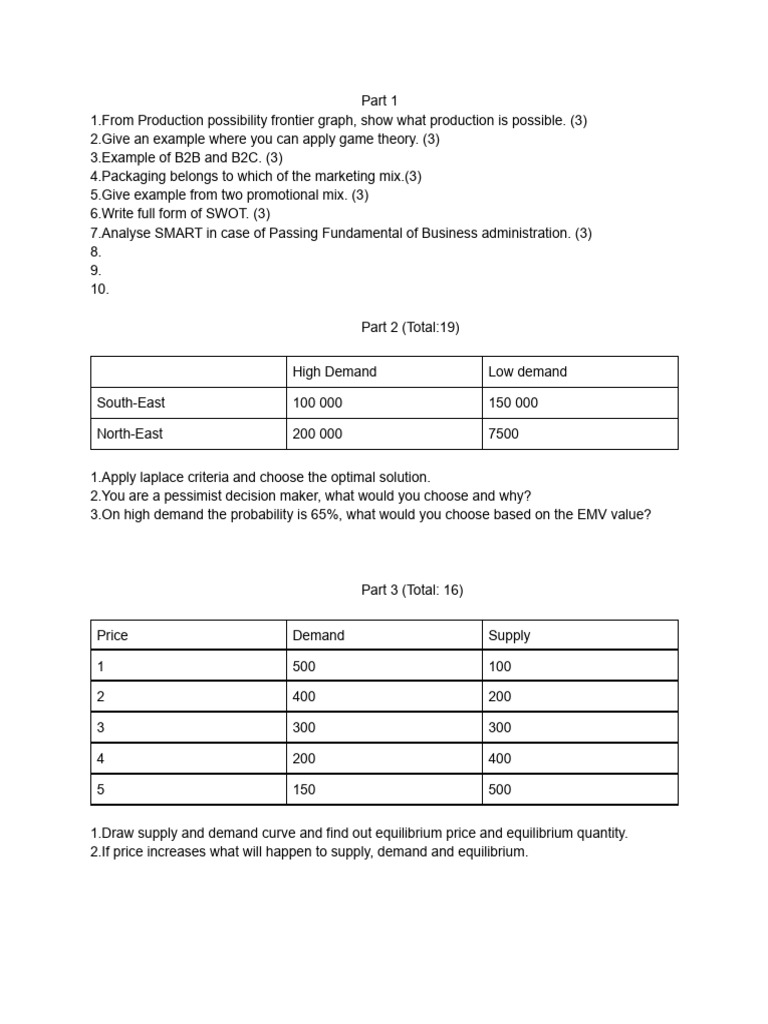 Business Administration Concepts and Analysis | PDF | Demand | Prices