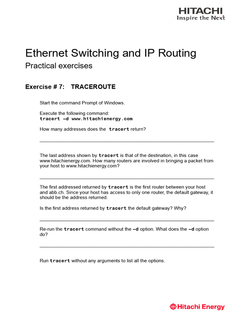 Traceroute Exercise for IP Routing | PDF