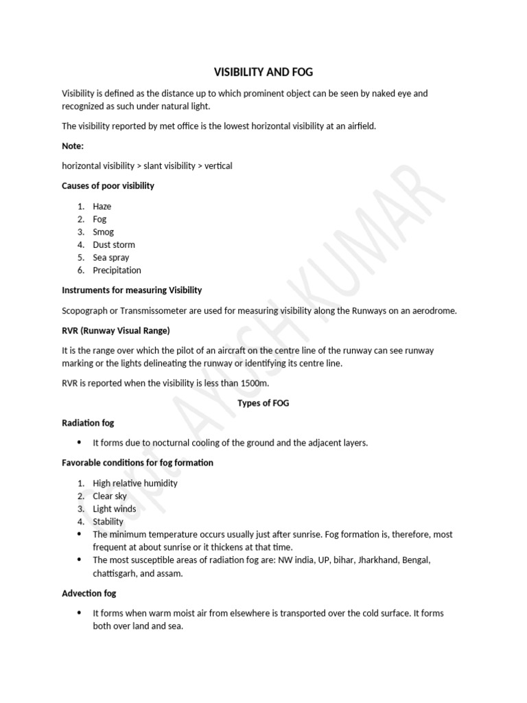 Understanding Visibility and Fog Types | PDF