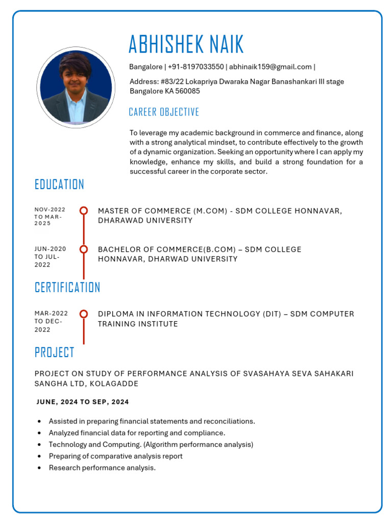 Abhishek Naik: Commerce Graduate Resume | PDF