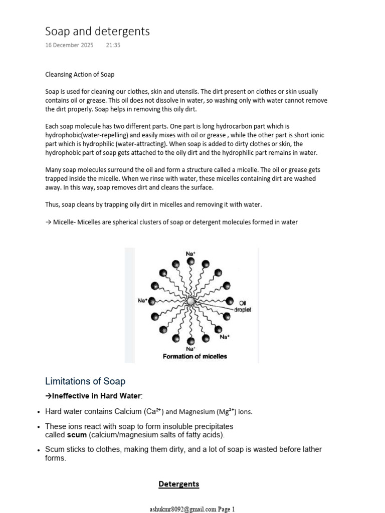 How Soap Cleans: Micelles Explained | PDF