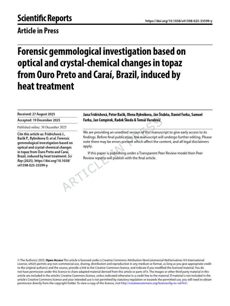 Forensic Analysis of Heat-Treated Topaz | PDF | Spectroscopy ...