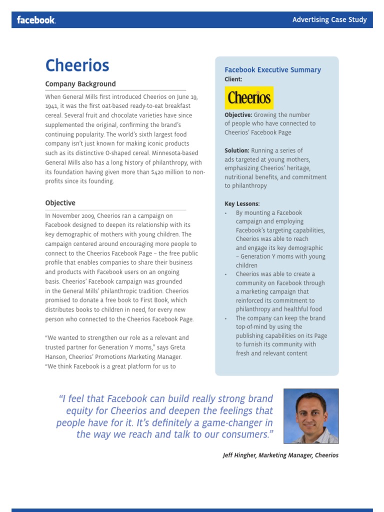 Cheerios Facebook Ad Case Study Pdf Facebook Brand