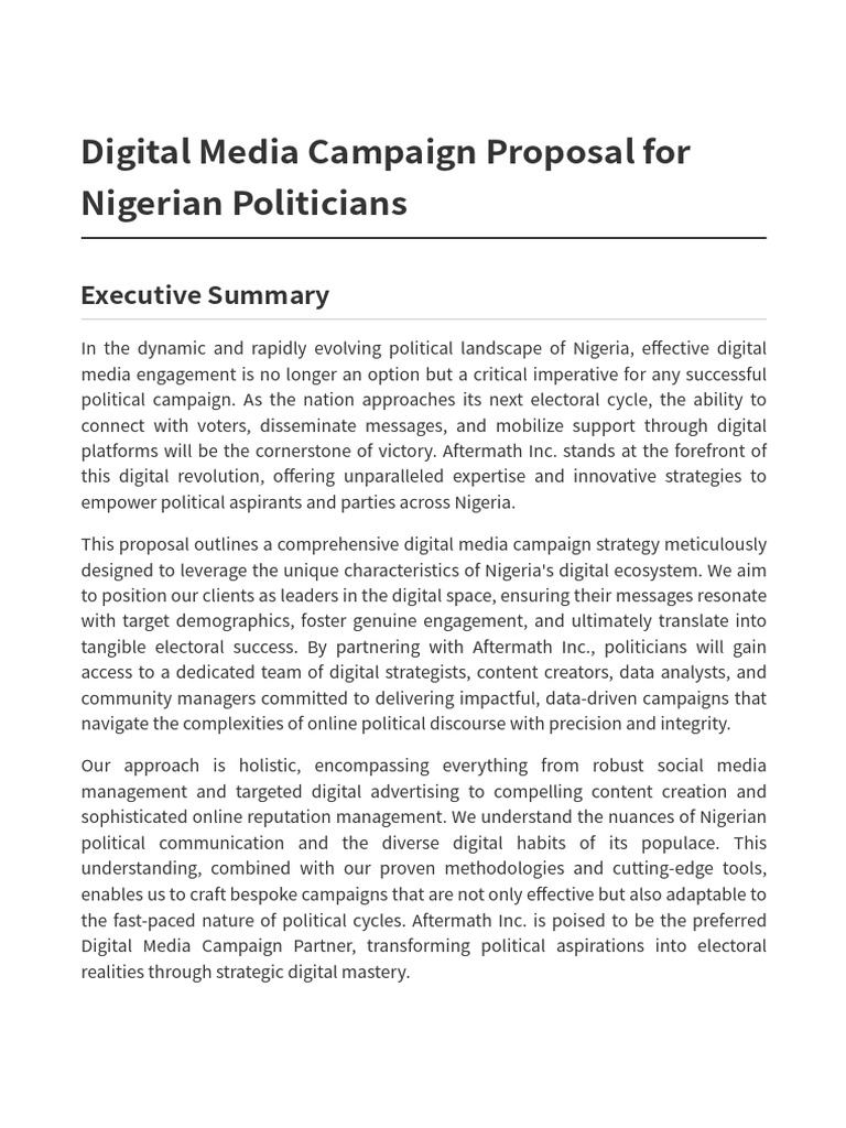 Digital Campaign Strategies for Nigerian Politicians | PDF | Popular ...
