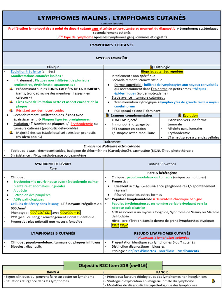 Lymphomes cutanés : types et traitements | PDF | Médecine clinique ...