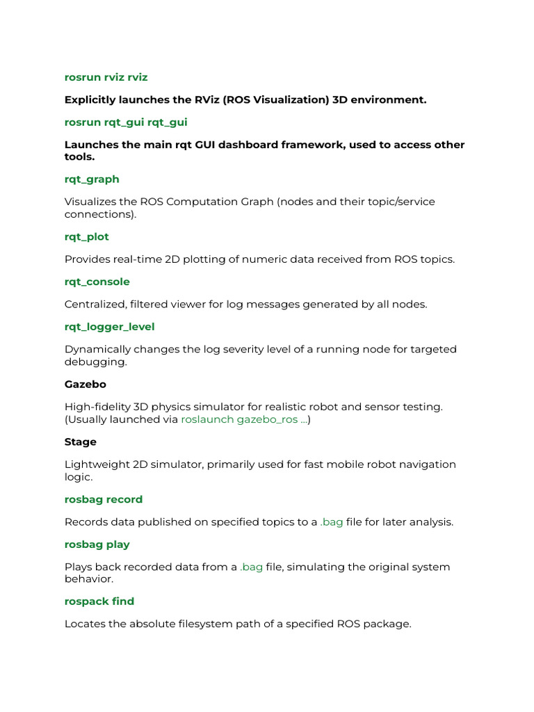 Essential ROS Tools and Commands Guide | PDF