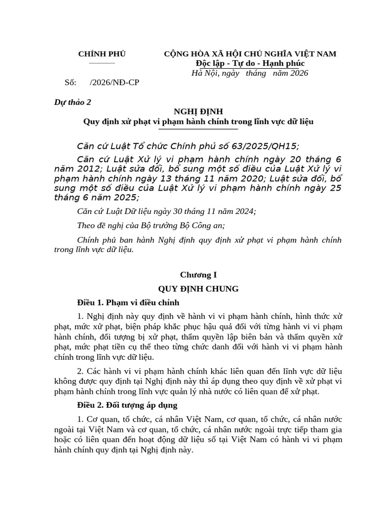Draft Data Sanction Decree - VN | PDF