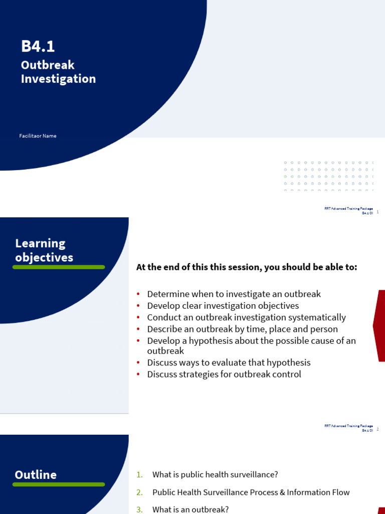 Outbreak Investigation Training Guide | PDF | Epidemics | Epidemiology