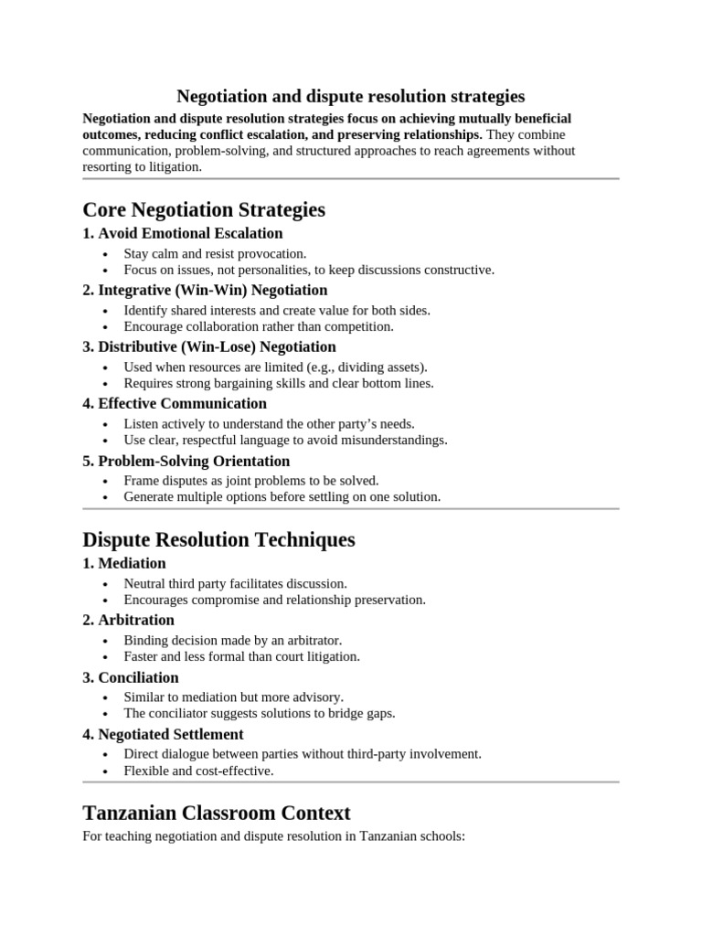 Effective Negotiation Strategies Guide | PDF | Negotiation | Mediation