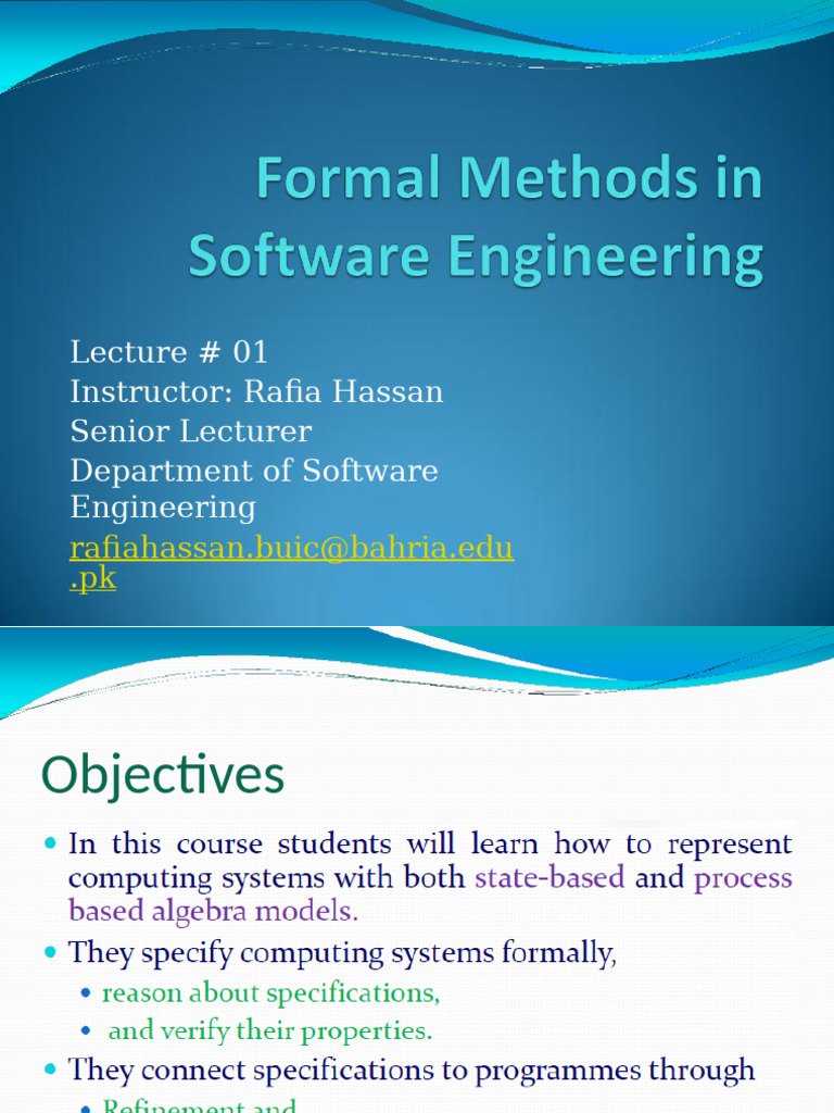 Lect 01 FM 04092025 093618am 08092025 041204pm | PDF | Formal Methods ...