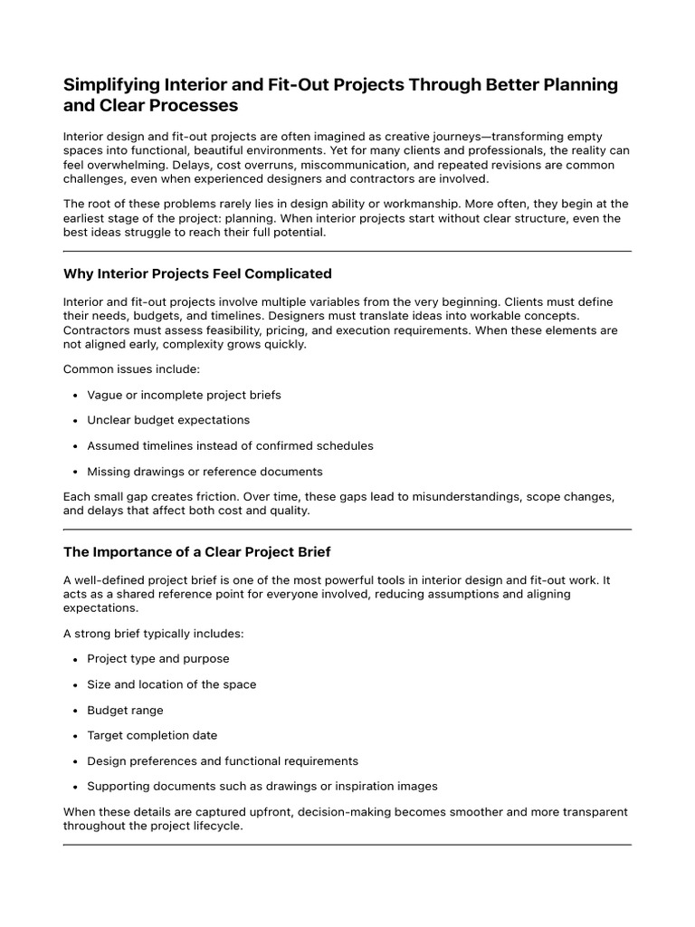 Simplifying Interior and Fit-Out Projects Through Better Planning and ...