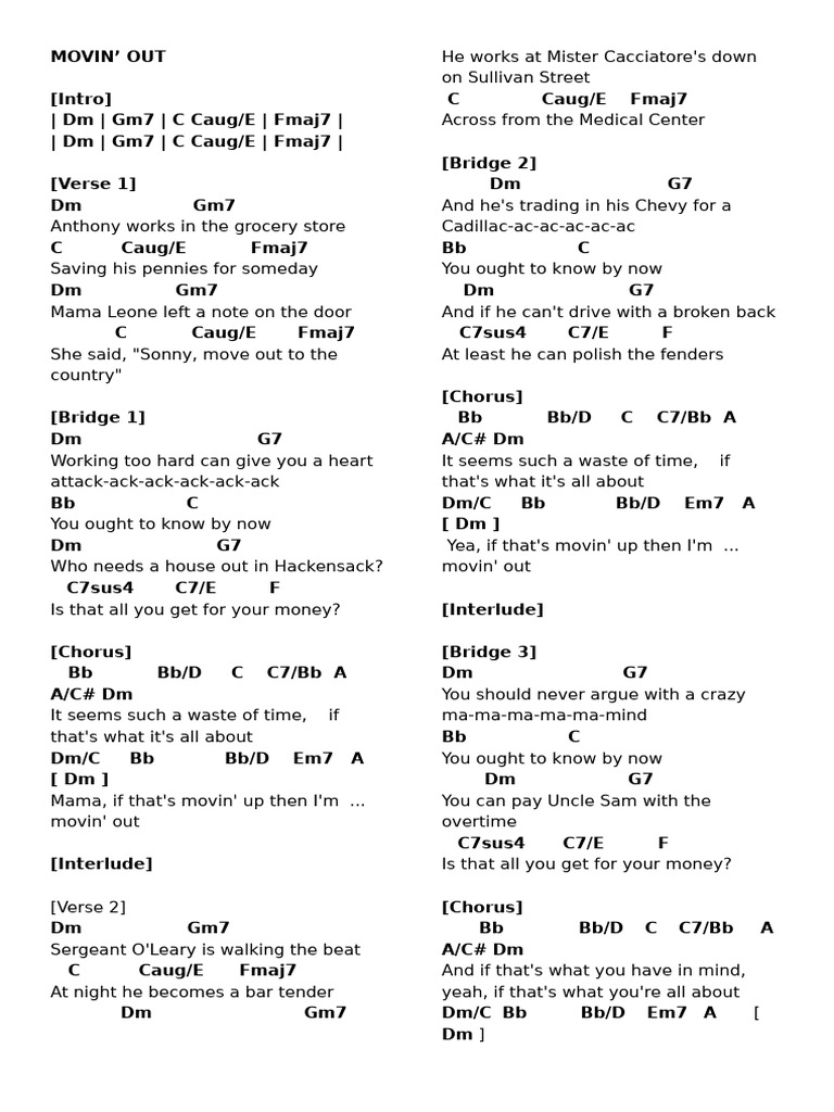 Movin Out Chords | PDF | Elements Of Music | Music Theory