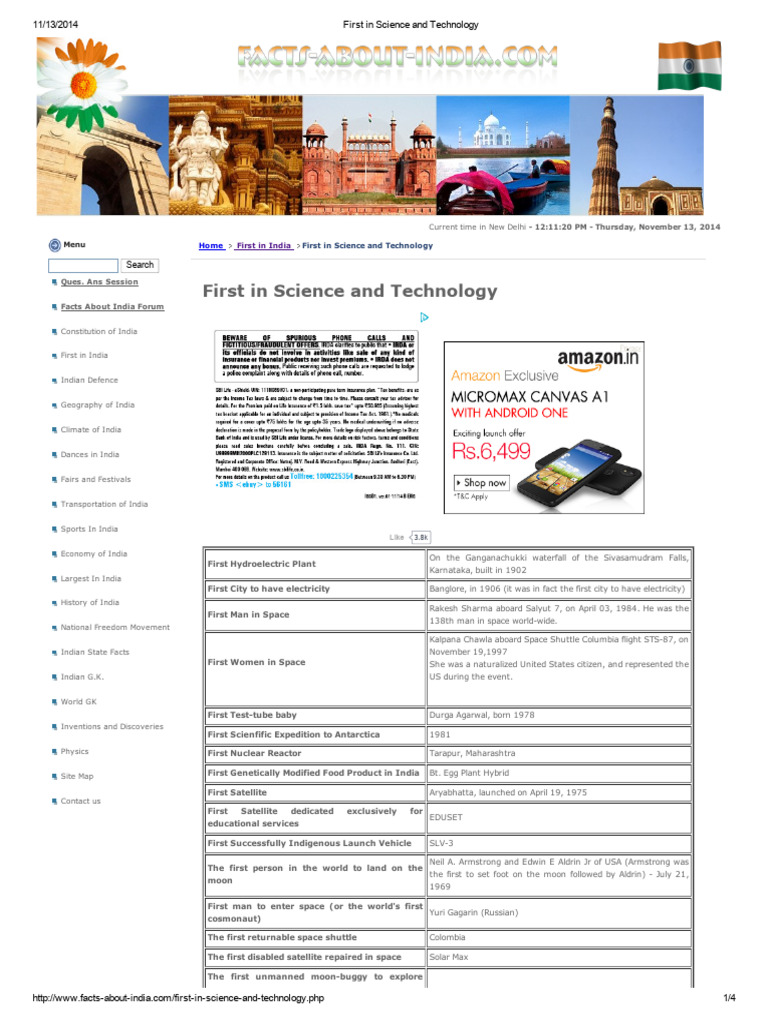 Firsts in Indian Science & Technology | PDF | Astronauts | Spacecraft