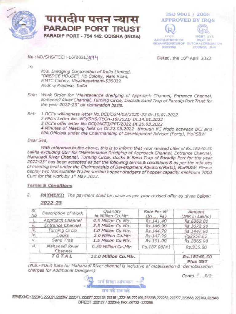 2022-23-Nomination Basis-Maintenance Dredging Work Order | PDF