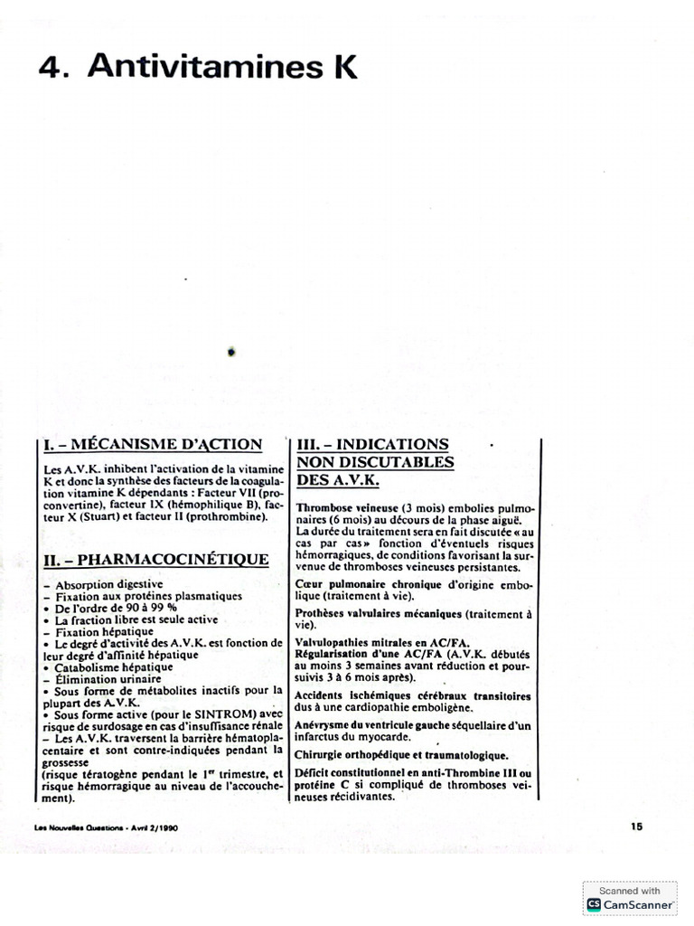 Antivitamines K | PDF