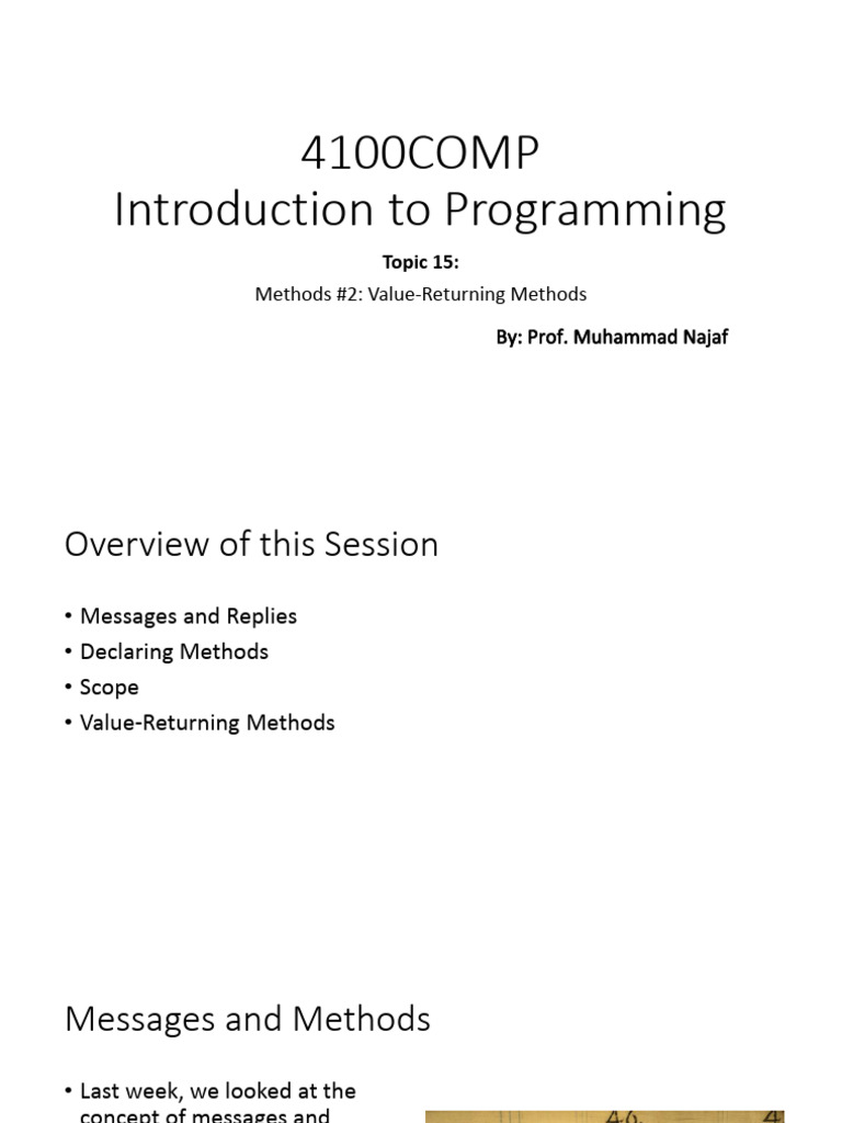 Lecture 15 | PDF | Parameter (Computer Programming) | Method (Computer ...