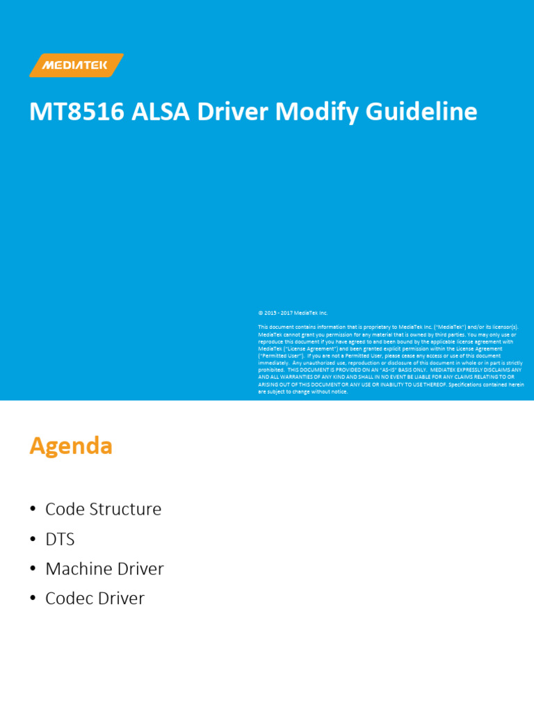 MT8516 ALSA Driver Modification Guide | PDF | License | Computer ...