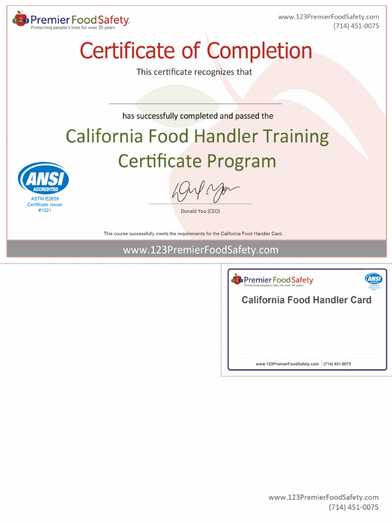 My Food Handlers Card Please Save It | PDF