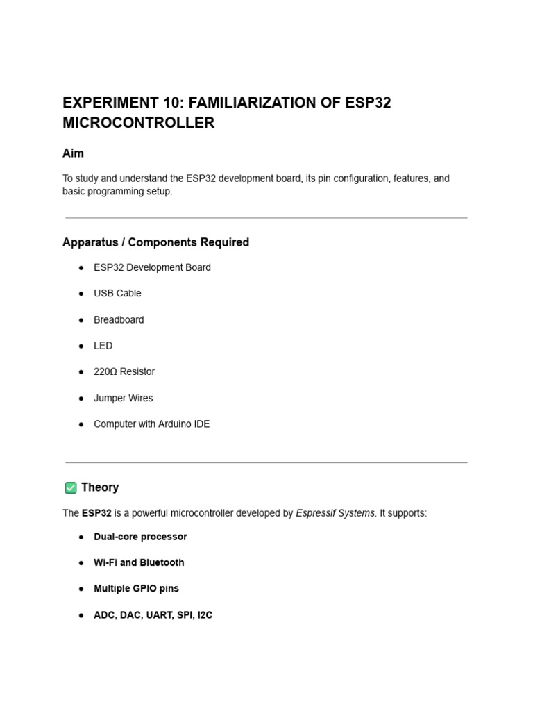 ESP32 Microcontroller Familiarization Guide | PDF | Microcontroller ...