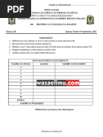 Test Historia Ya Tanzania Na Maadili | PDF