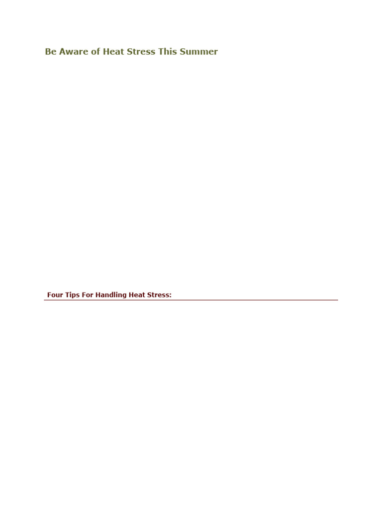 Heat Stress | PDF | Thermoregulation | Hyperthermia