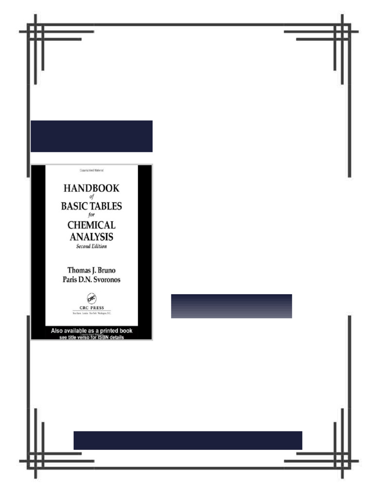 CRC Handbook of Basic Tables for Chemical Analysis Second Edition ...