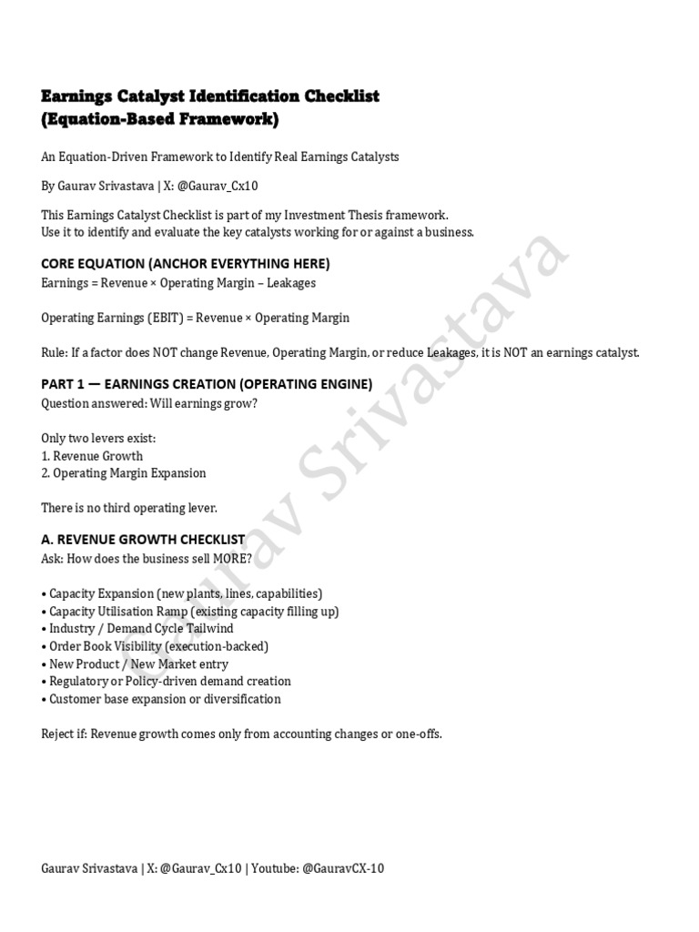 Earnings Catalyst Identification Guide | PDF | Economics | Financial ...