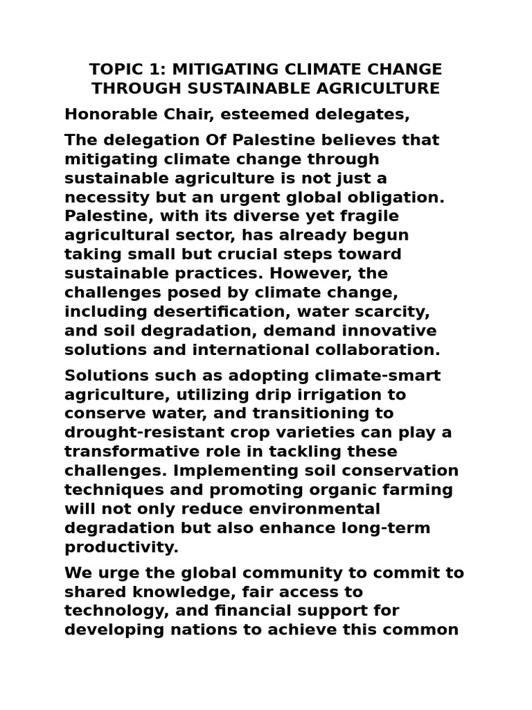 Sustainable Agriculture for Climate Action | PDF