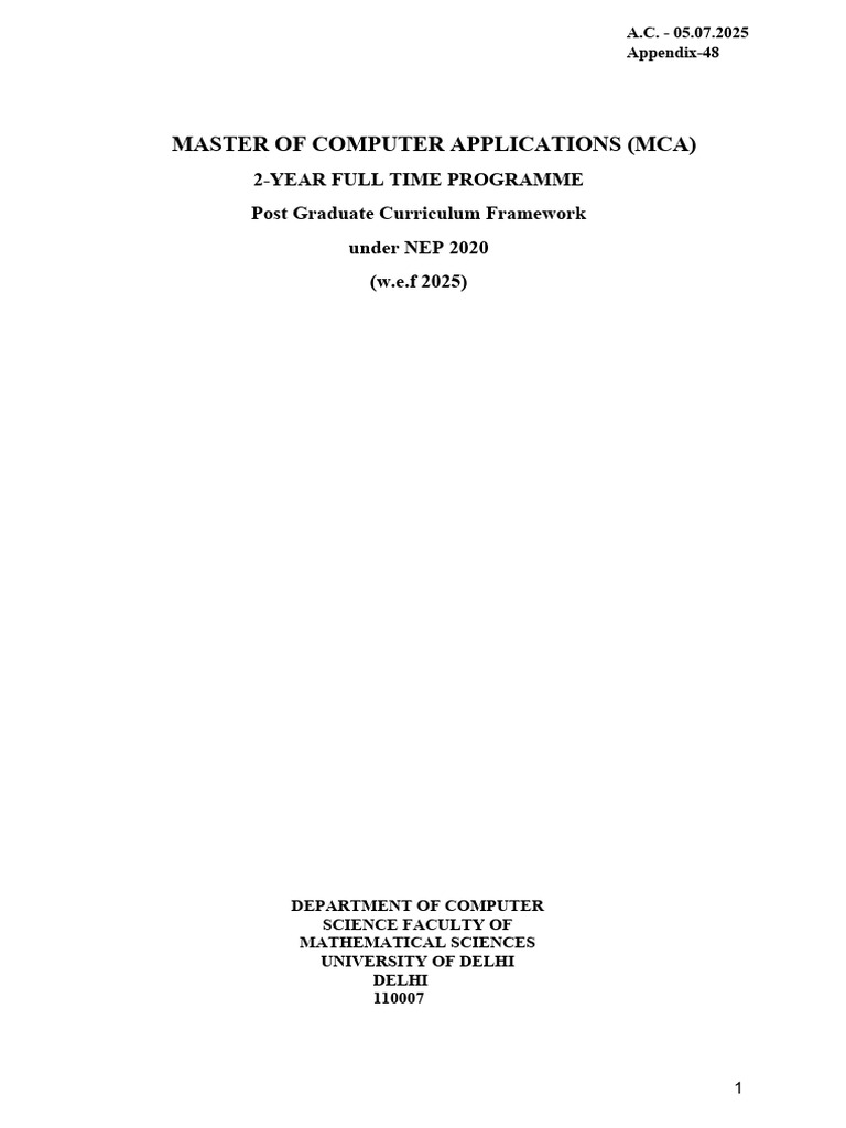MCA Program Structure and Curriculum 2025 | PDF | Method (Computer ...
