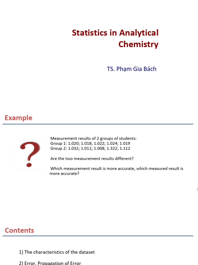 Statistical Analysis in Analytical Chemistry | PDF | Coefficient Of ...