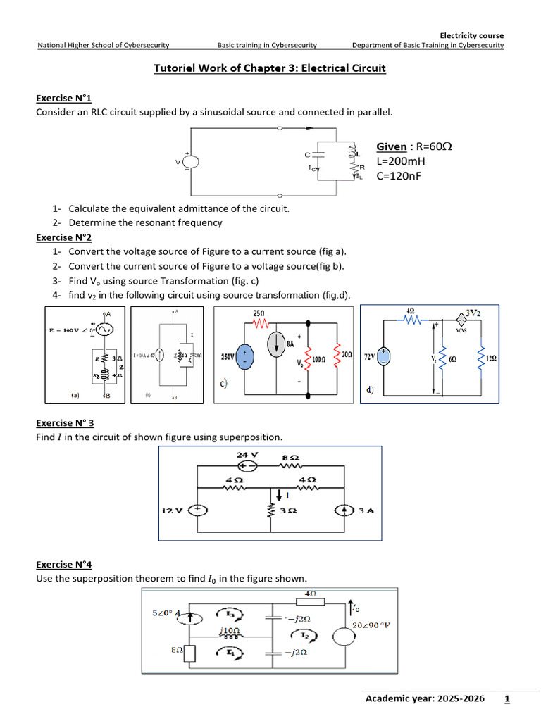 RLC Circuit Exercises for Cybersecurity Course | PDF | Analog Circuits ...
