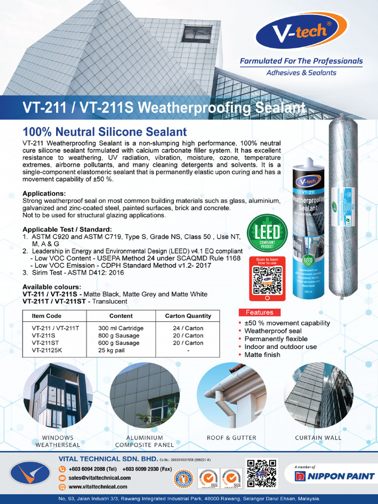 VT 211&VT 211S Weatherproofing Sealant | PDF