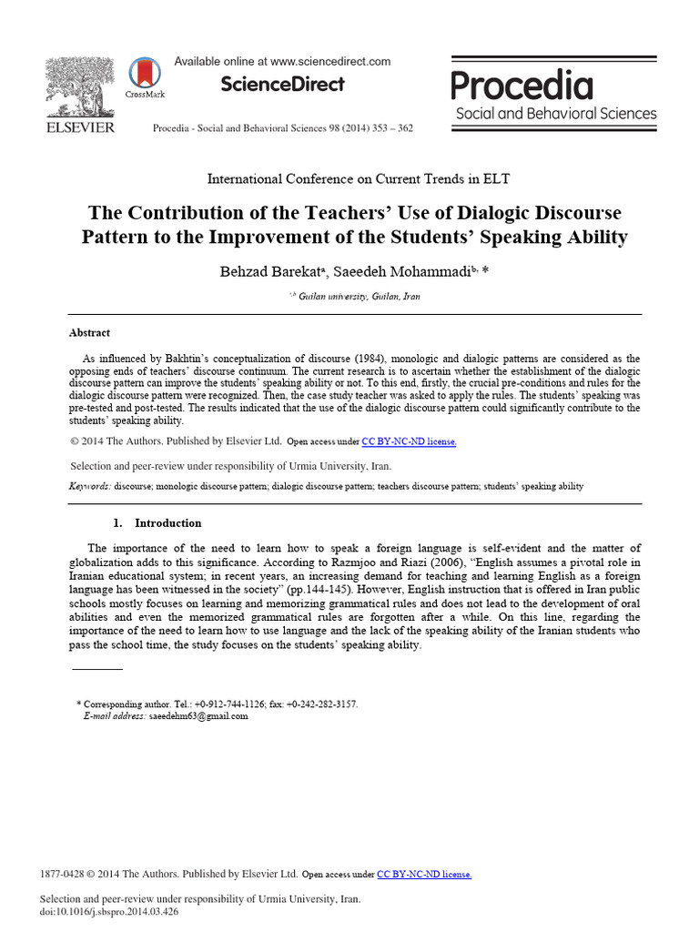 The Contribution of the Teachers Use of Dialogic | PDF | English As A ...