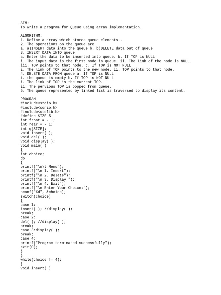 1B ARRAY IMPLEMENTATION OF QUEUE ADT | PDF | Queue (Abstract Data Type ...