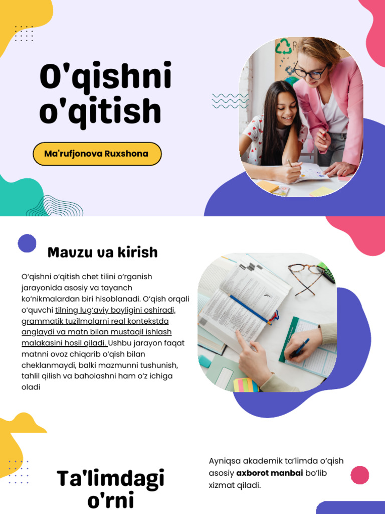 Colorful Creative Teaching and Learning Material Presentation | PDF
