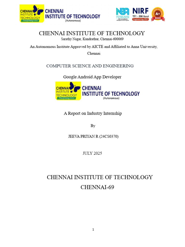 Google Android Developer Internship Report | PDF | Android (Operating ...