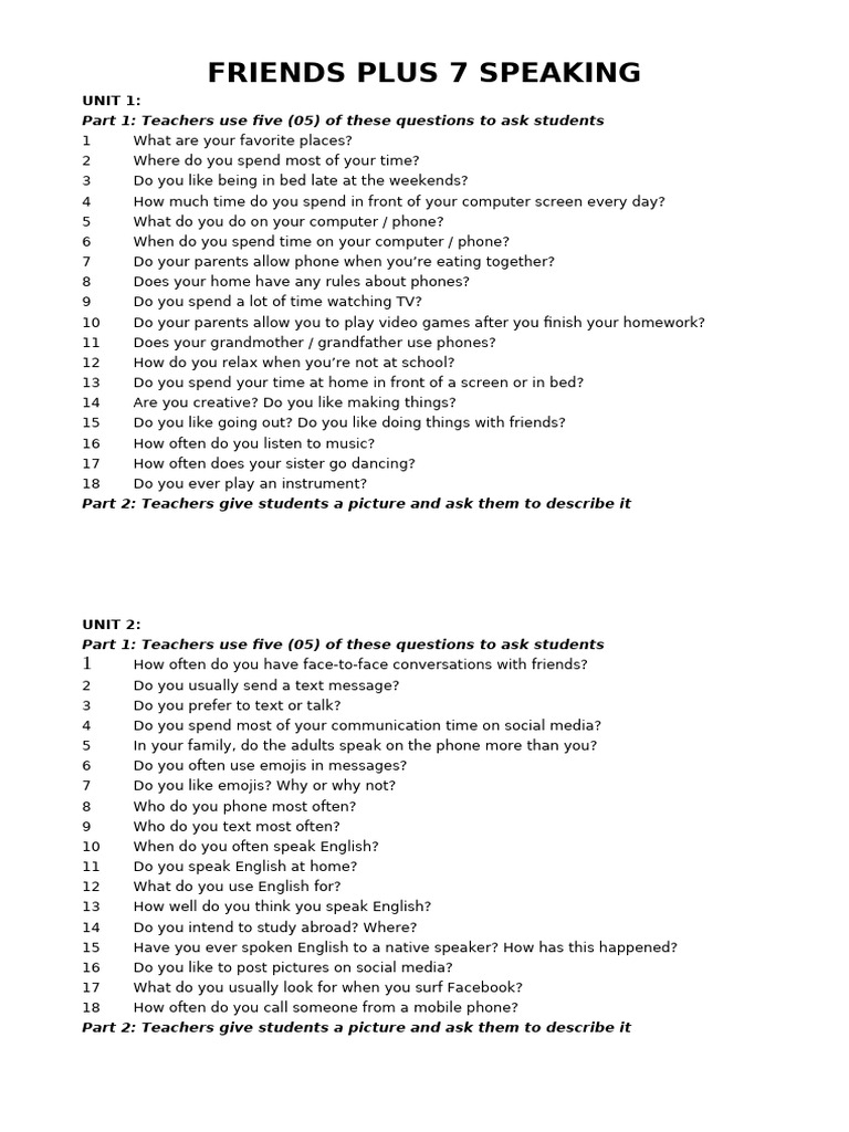 Friends Plus 7 Speaking | PDF | Telephone