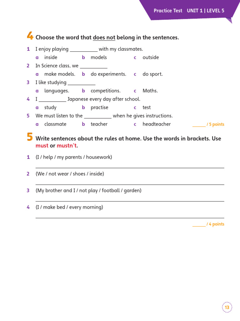 Vocabulary and Rules Practice Test | PDF